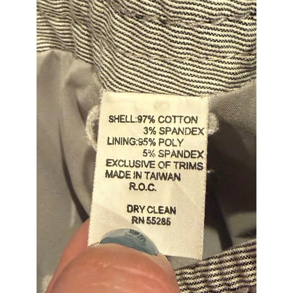 Express Grey White Micro Stripe Mini Skirt‎ Size 4 Stretch Cotton Blend Side Zip